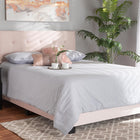 Baxton Studio Caprice Modern and Contemporary Glam Light Pink Velvet Fabric Upholstered Queen Size Panel Bed