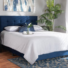 Baxton Studio Caprice Modern and Contemporary Glam Navy Blue Velvet Fabric Upholstered Queen Size Panel Bed