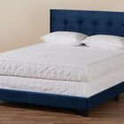 Baxton Studio Caprice Modern and Contemporary Glam Navy Blue Velvet Fabric Upholstered Queen Size Panel Bed