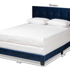 Baxton Studio Caprice Modern and Contemporary Glam Navy Blue Velvet Fabric Upholstered Queen Size Panel Bed