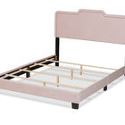 Baxton Studio Benjen Modern and Contemporary Glam Light Pink Velvet Fabric Upholstered Queen Size Panel Bed