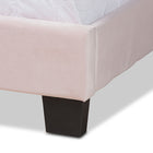 Baxton Studio Benjen Modern and Contemporary Glam Light Pink Velvet Fabric Upholstered Queen Size Panel Bed