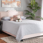 Baxton Studio Benjen Modern and Contemporary Glam Light Pink Velvet Fabric Upholstered Queen Size Panel Bed
