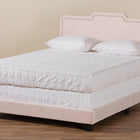 Baxton Studio Benjen Modern and Contemporary Glam Light Pink Velvet Fabric Upholstered Queen Size Panel Bed