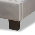 Baxton Studio Benjen Modern and Contemporary Glam Grey Velvet Fabric Upholstered Queen Size Panel Bed