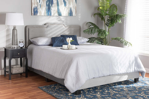 Baxton Studio Benjen Modern and Contemporary Glam Grey Velvet Fabric Upholstered Queen Size Panel Bed