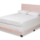 Baxton Studio Tamira Modern and Contemporary Glam Light Pink Velvet Fabric Upholstered Full Size Panel Bed