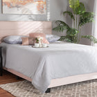 Baxton Studio Tamira Modern and Contemporary Glam Light Pink Velvet Fabric Upholstered Full Size Panel Bed