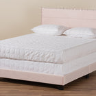 Baxton Studio Tamira Modern and Contemporary Glam Light Pink Velvet Fabric Upholstered Full Size Panel Bed