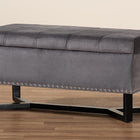 Baxton Studio Esther Modern and Contemporary Grey Velvet Fabric Upholstered and Dark Brown Finished Wood Storage Ottoman