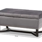 Baxton Studio Esther Modern and Contemporary Grey Velvet Fabric Upholstered and Dark Brown Finished Wood Storage Ottoman