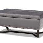 Baxton Studio Esther Modern and Contemporary Grey Velvet Fabric Upholstered and Dark Brown Finished Wood Storage Ottoman