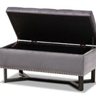 Baxton Studio Esther Modern and Contemporary Grey Velvet Fabric Upholstered and Dark Brown Finished Wood Storage Ottoman