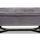 Baxton Studio Esther Modern and Contemporary Grey Velvet Fabric Upholstered and Dark Brown Finished Wood Storage Ottoman