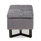 Baxton Studio Esther Modern and Contemporary Grey Velvet Fabric Upholstered and Dark Brown Finished Wood Storage Ottoman
