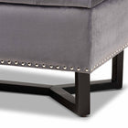 Baxton Studio Esther Modern and Contemporary Grey Velvet Fabric Upholstered and Dark Brown Finished Wood Storage Ottoman