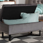Baxton Studio Esther Modern and Contemporary Grey Velvet Fabric Upholstered and Dark Brown Finished Wood Storage Ottoman