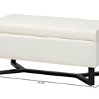Baxton Studio Esther Modern and Contemporary Beige Velvet Fabric Upholstered and Dark Brown Finished Wood Storage Ottoman