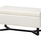Baxton Studio Esther Modern and Contemporary Beige Velvet Fabric Upholstered and Dark Brown Finished Wood Storage Ottoman
