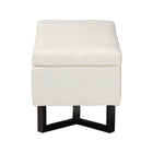 Baxton Studio Esther Modern and Contemporary Beige Velvet Fabric Upholstered and Dark Brown Finished Wood Storage Ottoman