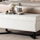 Baxton Studio Esther Modern and Contemporary Beige Velvet Fabric Upholstered and Dark Brown Finished Wood Storage Ottoman