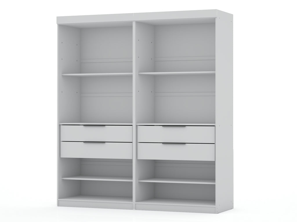 Manhattan Comfort Mulberry Contemporary Modern 36" Wardrobe Closet in White - Set of 2