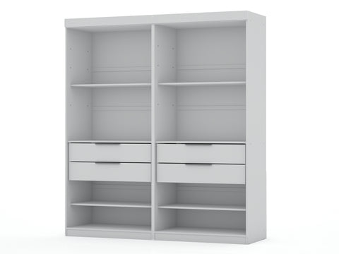 Manhattan Comfort Mulberry Contemporary Modern 36" Wardrobe Closet in White - Set of 2