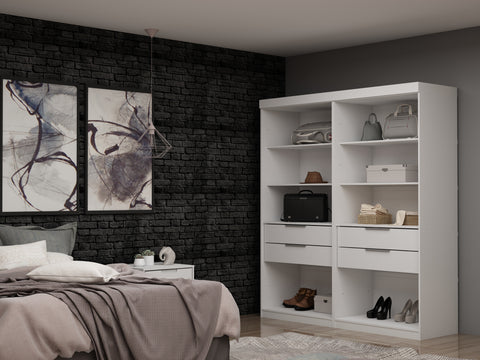 Manhattan Comfort Mulberry Contemporary Modern 36" Wardrobe Closet in White - Set of 2