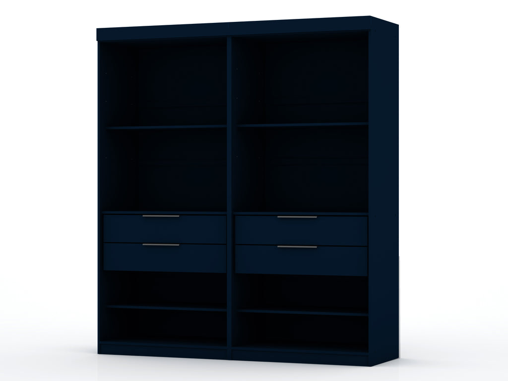 Manhattan Comfort Mulberry Contemporary Modern 36" Wardrobe Closet in Midnight Blue - Set of 2