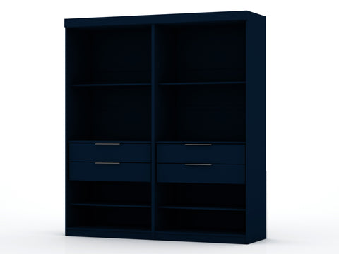 Manhattan Comfort Mulberry Contemporary Modern 36" Wardrobe Closet in Midnight Blue - Set of 2