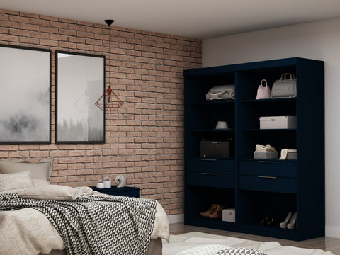 Manhattan Comfort Mulberry Contemporary Modern 36" Wardrobe Closet in Midnight Blue - Set of 2