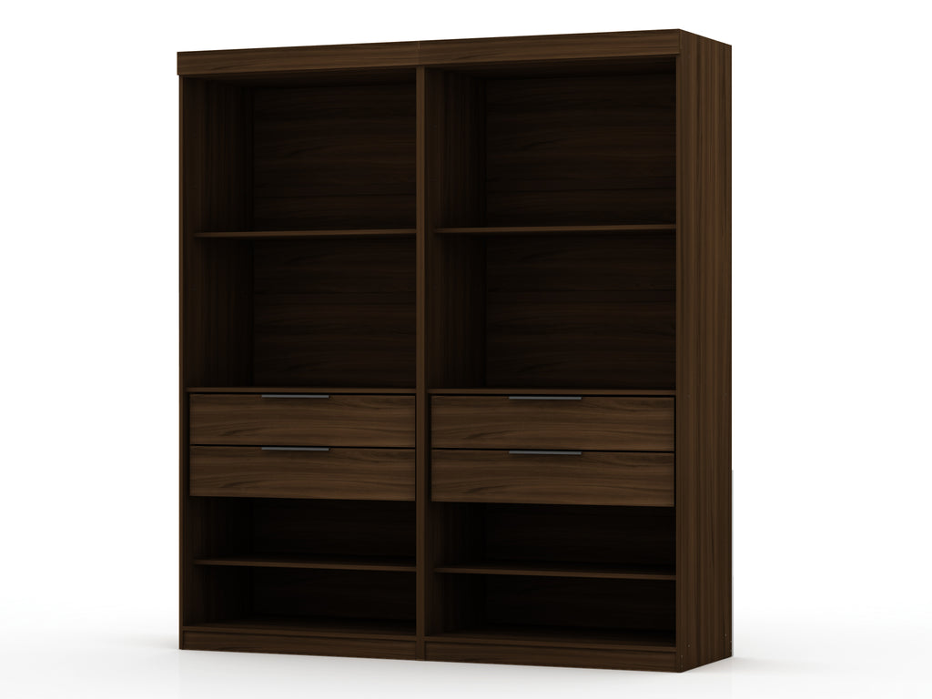 Manhattan Comfort Mulberry Contemporary Modern 36" Wardrobe Closet in Chestnut Brown - Set of 2