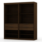 Manhattan Comfort Mulberry Contemporary Modern 36" Wardrobe Closet in Chestnut Brown - Set of 2