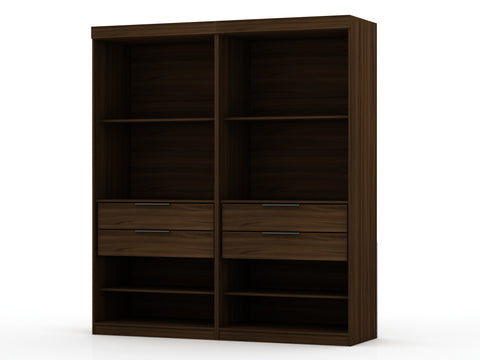 Manhattan Comfort Mulberry Contemporary Modern 36" Wardrobe Closet in Chestnut Brown - Set of 2