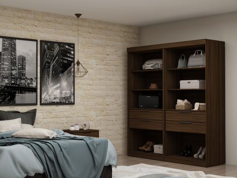 Manhattan Comfort Mulberry Contemporary Modern 36" Wardrobe Closet in Chestnut Brown - Set of 2