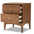Baxton Studio Landis Mid-Century Modern Ash Walnut Finished Wood 2-Drawer Nightstand