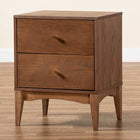 Baxton Studio Landis Mid-Century Modern Ash Walnut Finished Wood 2-Drawer Nightstand