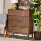 Baxton Studio Landis Mid-Century Modern Ash Walnut Finished Wood 4-Drawer Chest