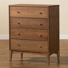 Baxton Studio Landis Mid-Century Modern Ash Walnut Finished Wood 4-Drawer Chest