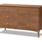 Baxton Studio Landis Mid-Century Modern Ash Walnut Finished Wood 6-Drawer Dresser