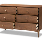 Baxton Studio Landis Mid-Century Modern Ash Walnut Finished Wood 6-Drawer Dresser