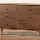 Baxton Studio Landis Mid-Century Modern Ash Walnut Finished Wood 6-Drawer Dresser