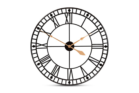Baxton Studio Janette Classic Contemporary Black and Gold Finished Metal Wall Clock