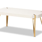 Baxton Studio Kassa Contemporary Glam and Luxe Brushed Gold Metal and White Finished Wood Coffee Table