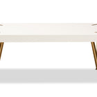 Baxton Studio Kassa Contemporary Glam and Luxe Brushed Gold Metal and White Finished Wood Coffee Table