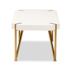 Baxton Studio Kassa Contemporary Glam and Luxe Brushed Gold Metal and White Finished Wood Coffee Table