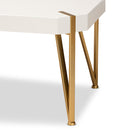 Baxton Studio Kassa Contemporary Glam and Luxe Brushed Gold Metal and White Finished Wood Coffee Table