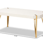 Baxton Studio Kassa Contemporary Glam and Luxe Brushed Gold Metal and White Finished Wood Coffee Table