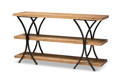 Baxton Studio Terrell Modern Rustic and Industrial Natural Brown Finished Wood and Black Finished Metal Console Table