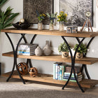 Baxton Studio Terrell Modern Rustic and Industrial Natural Brown Finished Wood and Black Finished Metal Console Table